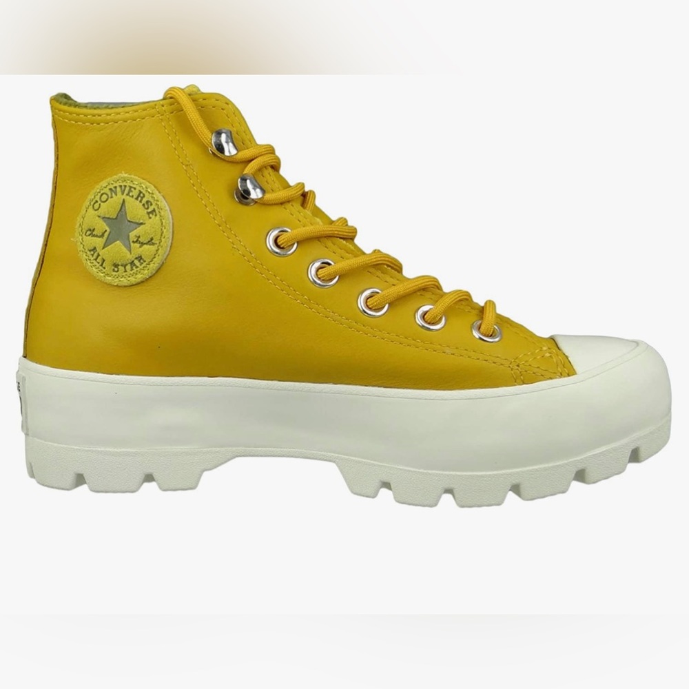 Converse leather yellow boots like new!